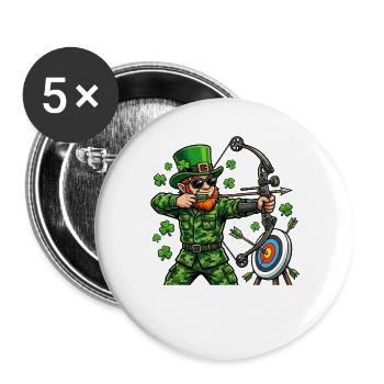  St Patricks Day Archery Leprechaun Bow Hunter - Buttons large 2.2''/56 mm (5-pack) - white - Front