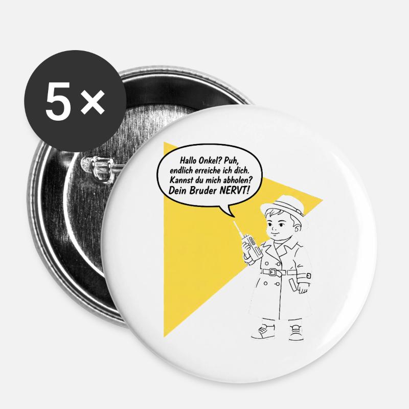 Hello uncle - pick up? Your brother is funny annoying - Buttons large 2.2''/56 mm (5-pack) - white