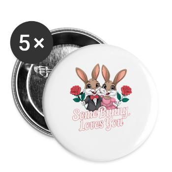 Un lapin t’aime Couple de lapins adore - Lot de 5 grands badges (56 mm) - blanc - Devant