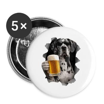 Great Dane Beer - Buttons large 2.2''/56 mm (5-pack) - white - Front