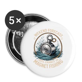 Wochenendvorhersage 100- Chance auf Magnetangel - Buttons groß 56 mm (5er Pack) - Weiß - Vorne