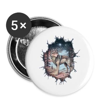 Wolf - Buttons large 2.2''/56 mm (5-pack) - white - Front