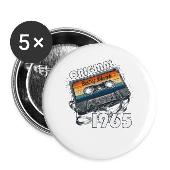61st Birthday Gift Husband Wife March 1965 - Buttons large 2.2''/56 mm (5-pack) - white - Front