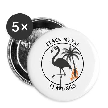 Black Metal Flamingo – Brennende Palme & Stacheldr - Buttons large 2.2''/56 mm (5-pack) - white - Front