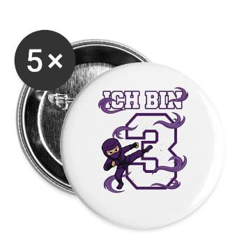 I'm 3 Ninja 3rd Birthday Purple Karate - Buttons large 2.2''/56 mm (5-pack) - white - Front