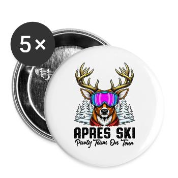L'équipe d'Apres Ski Party en tournée - Lot de 5 grands badges (56 mm) - blanc - Devant