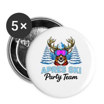 Après Ski Party Team - Buttons large 2.2''/56 mm (5-pack) - white - Front