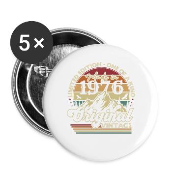 Original 1976 Vintage Jahrgang Geburtstag Geschenk - Buttons groß 56 mm (5er Pack) - Weiß - Vorne
