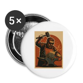 Blacksmith forges brain on anvil - Buttons large 2.2''/56 mm (5-pack) - white - Front