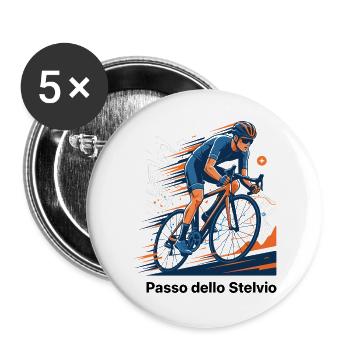 Passo Dello Stelvio Cyclist Sprint Neon Motion - Buttons large 2.2''/56 mm (5-pack) - white - Front