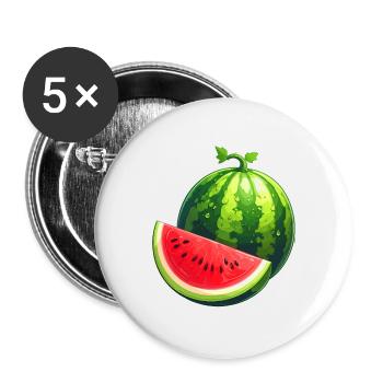Pastèque - Lot de 5 grands badges (56 mm) - blanc - Devant