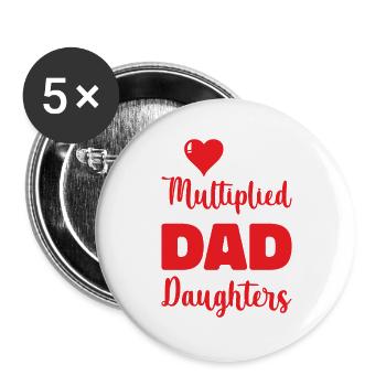 Père, père de trois filles et filles - Lot de 5 grands badges (56 mm) - blanc - Devant