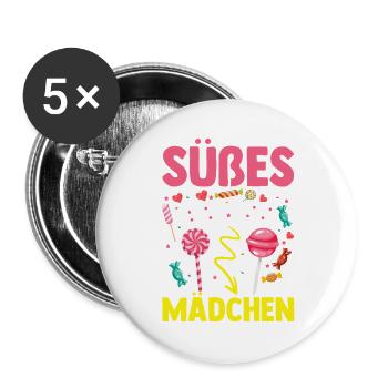 Fille mignonne gourmande par les sucreries - Lot de 5 grands badges (56 mm) - blanc - Devant