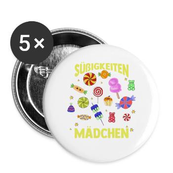 Sweets Sweet Tooth Cute Girl - Buttons large 2.2''/56 mm (5-pack) - white - Front