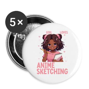 Just a girl who loves anime and draws afro - Buttons large 2.2''/56 mm (5-pack) - white - Front
