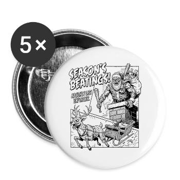 Season’s Beatings Naughty List - Buttons groß 56 mm (5er Pack) - Weiß - Vorne