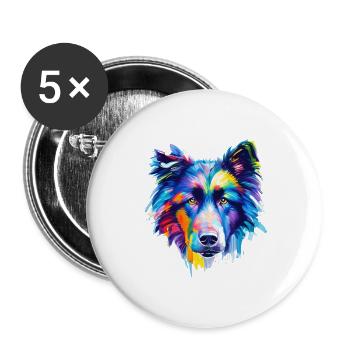 Art abstrait coloré de chiens de berger belge - Lot de 5 grands badges (56 mm) - blanc - Devant