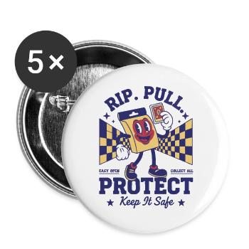 RIP PULL PROTECT Keep It Safe Trading Card - Buttons large 2.2''/56 mm (5-pack) - white - Front