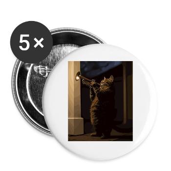 Jazzkater Trompete Nacht - Buttons groß 56 mm (5er Pack) - Weiß - Vorne