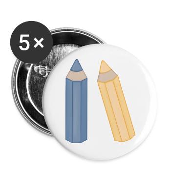 Pencil Duo Illustration Colored Pencils - Buttons large 2.2''/56 mm (5-pack) - white - Front