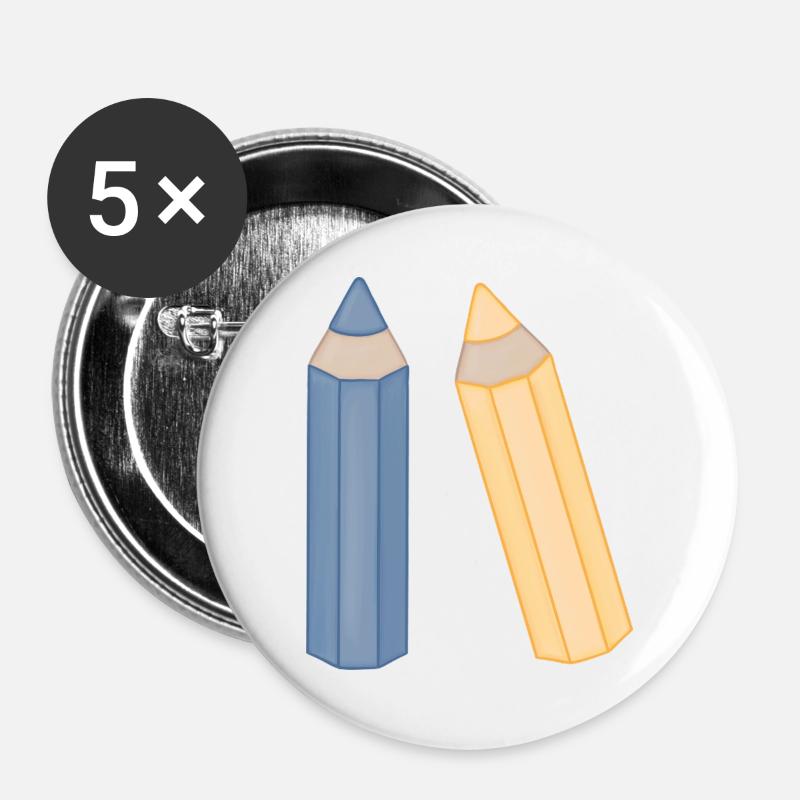 Pencil Duo Illustration Colored Pencils - Buttons large 2.2''/56 mm (5-pack) - white