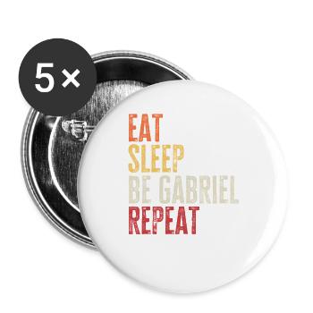 Eat Sleep Be Gabriel Repeat Retro Name - Buttons large 2.2''/56 mm (5-pack) - white - Front