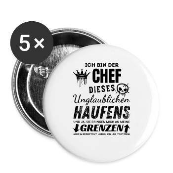 Chef des unglaublichen Haufens Chef Geschenk - Buttons groß 56 mm (5er Pack) - Weiß - Vorne