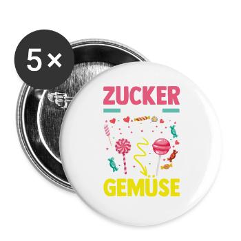 Süschigkeiten Naschkatze Süßes Mädchen - Buttons groß 56 mm (5er Pack) - Weiß - Vorne