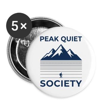 PEAK QUIET Bergsilhouette Motiv - Buttons groß 56 mm (5er Pack) - Weiß - Vorne
