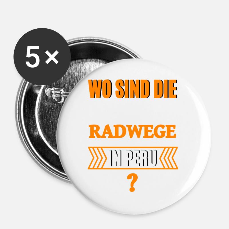 Witziger Spruch Politik - Buttons groß 56 mm (5er Pack) - Weiß