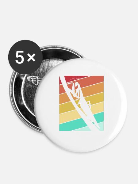 Mantis Gottesanbeter Gottesanbeterin - Buttons groß 56 mm (5er Pack) - Weiß