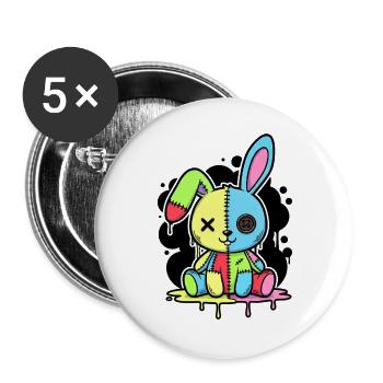 Goth Bunny Horror Rabbit Gothic Gruselig Gruselig - Buttons groß 56 mm (5er Pack) - Weiß - Vorne