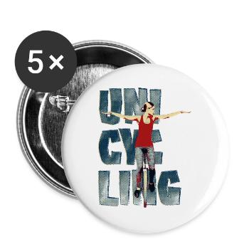 Unicycle | Descendance freestyle en monocycle - Lot de 5 grands badges (56 mm) - blanc - Devant