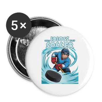 Eishockey Humor, besser als Fußball - Buttons groß 56 mm (5er Pack) - Weiß - Vorne