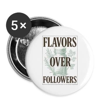Flavors instead of followers | Cooking spices - Buttons large 2.2''/56 mm (5-pack) - white - Front