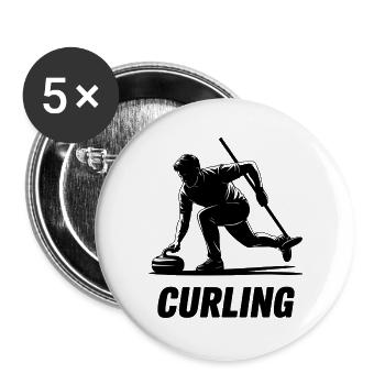 Curling Man Athlete Action Silhouette - Buttons large 2.2''/56 mm (5-pack) - white - Front