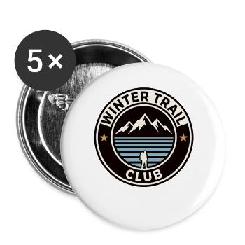Insigne de montagne du Winter Trail Club - Lot de 5 grands badges (56 mm) - blanc - Devant