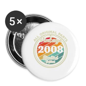 2008 Vintage Retro Birthday Gift - Buttons large 2.2''/56 mm (5-pack) - white - Front