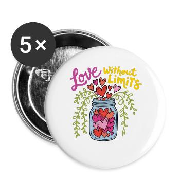 Love Without Limit T-Shirt - Buttons large 2.2''/56 mm (5-pack) - white - Front