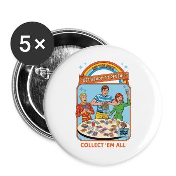 Rip The Pack Préparez-vous à révéler Collectez-les tous - Lot de 5 grands badges (56 mm) - blanc - Devant
