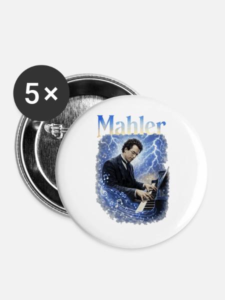 Piano Sturmklänge - Buttons groß 56 mm (5er Pack) - Weiß