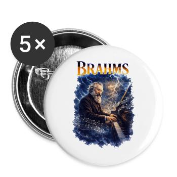 Brahms Piano Storm - Buttons large 2.2''/56 mm (5-pack) - white - Front