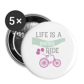 La vie est un magnifique graphique de vélo de sortie - Lot de 5 grands badges (56 mm) - blanc - Devant