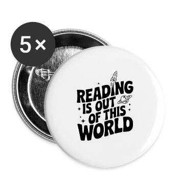 Reading is Out of This World - Buttons large 2.2''/56 mm (5-pack) - white - Front