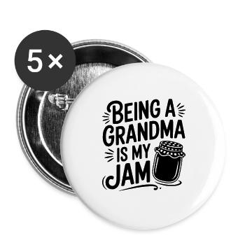 Being a Grandma is My Jam - Buttons large 2.2''/56 mm (5-pack) - white - Front