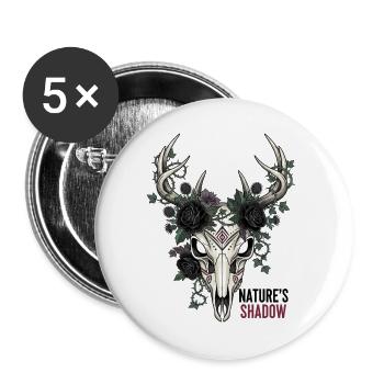 Nature's Child Gothic Deer Skull Vector Art - Buttons large 2.2''/56 mm (5-pack) - white - Front