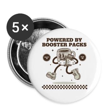 Angetrieben von Booster Packs Sammelkartensammler - Buttons groß 56 mm (5er Pack) - Weiß - Vorne