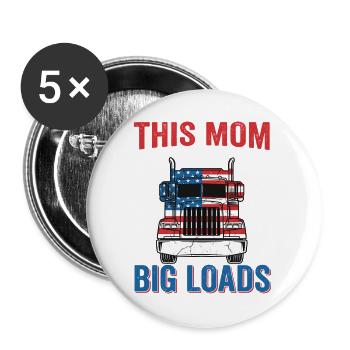 Trucker, conductrice de semi-remorque américaine maman - Lot de 5 grands badges (56 mm) - blanc - Devant