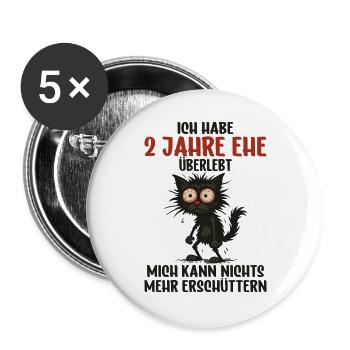 2. Hochzeitstag, 2 Jahre verheiratet, 2 Jahre Ehe - Buttons groß 56 mm (5er Pack) - Weiß - Vorne