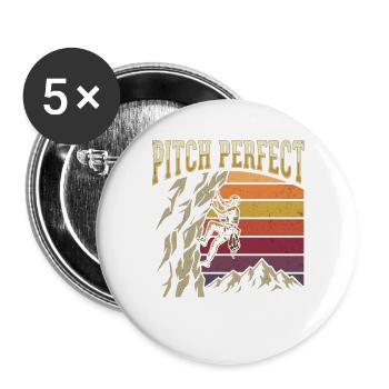 Pitch Perfect Klettern Bergsteigen Retro - Buttons groß 56 mm (5er Pack) - Weiß - Vorne